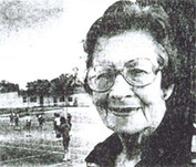 A black and white photo of an old lady